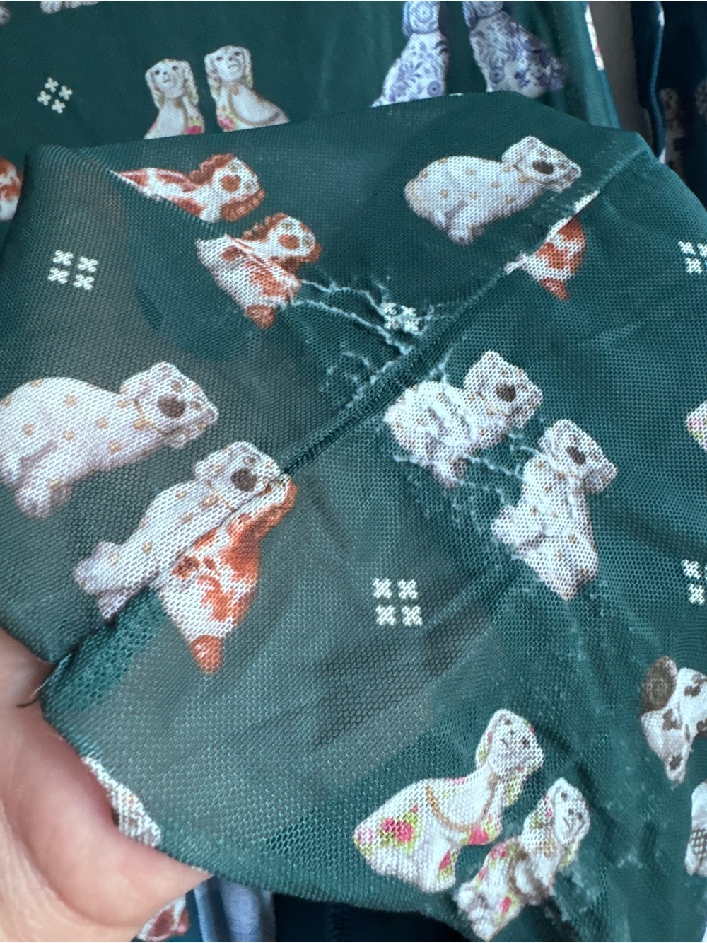 Nuuly x Rachel Antonoff Lilly Mini Mesh Overlay Dog Print Dress Sz: S - Picture 11 of 16